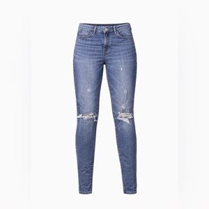 American Eagle Outfitters Women's Medium Blue Ripped Skinny Jeans